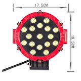 Off-Road Çalışma Lambası 17 LED 51 Watt Metal - Kırmızı