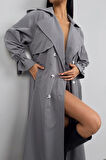 Basic Gri Oversize Trençkot