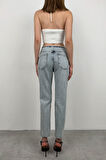 Kemersiz Düşük Bel Açık Mavi Jean