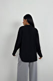 Oversize Siyah Keten Gömlek