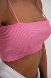 İnce Askılı Pembe Crop Top
