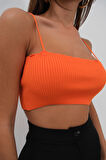 İnce Askılı Turuncu Crop Top