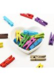 100 Adet Renkli Mini Ahşap Mandal 3 Cm Fotoğraf Askısı Mandalı