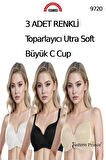 9720 C Cup Ultra Soft Sütyen Toparlayıcı Balenli Desteksiz Basic 3 Set Renkli
