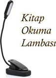 Klipsli Kitap Okuma Işığı LED Kitap Arası Okuma 3 Ledli Mandallı Lamba Beyaz Işık Masa Lambası + Pil