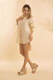 Keten Tunik Krem Bnts-23011
