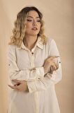 Müslin Gömlek Elbise Krem Bnts-23034