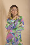 Uzun Gömlek Yaprak Lila Bnts-23010-B