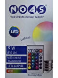 NOAS 9W RGB KUMANDALI LED AMPUL E-27 DUY ( RENK DEĞİŞTİREN AMPUL ) * 2 ADET