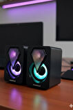 Polygold PG-1046 Mini Dijital 2.0 Multimedia USB RGB Aydınlatmalı Stereo Hoparlör Seti