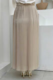Bel Lastikli Piliseli Şifon Etek 1152 Taş