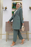Düğme Detaylı Kısa Ceket Pantolon Takım 8352 Mint