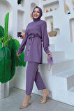 Püskül Detaylı Tunikli Pantolon İkili Takım 8424 Lila