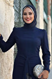 Ön Zincir Püskül Detay Balık Model Abiye Elbise 3810 Lacivert