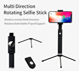 K9 2in1 Bluetooth Kumandalı 170 Cm Telefon Tutuculu Selfie Çubuğu + Tripod