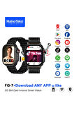 HainoTeko FG-7 Gümüş 5G Sim Kartlı Full Android Akıllı Saat GPS Wi-Fi Kameralı + Deri ve Silikon Kordon