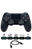 GlrTech P4 Siyah Kablosuz Oyun Kolu  Double Motor Titreşimli Şarj Edilebilir PS4 Uyumlu