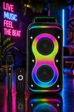 Hepu HP-S60 6000W Işıklı Karaoke Hoparlörü - Kablosuz Mikrofon Setli Parti Hoparlörü