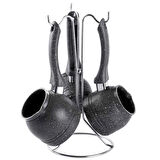 Tantitoni 4 Parça Gri Granit Kaplamalı Standlı Cezve Seti 