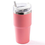 PABLO PEMBE PASLANMAZ ÇELİK PİPETLİ TERMOS BARDAK 600ML