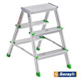 Saraylı 3 Basamaklı Alüminyum Mega Çift Taraflı Merdiven