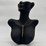 Çelik Yedi Element Y Kolye Gold Taşlı Detay - Gold