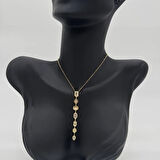 Çelik Yedi Element Y Kolye Gold Taşlı Detay - Gold