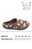Gezer Kadın Kışlık PU Rahat Taban Desenli Ev Bahçe Gondol Terlik