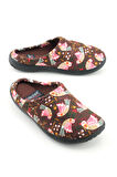 Gezer Kadın Kışlık PU Rahat Taban Desenli Ev Bahçe Gondol Terlik