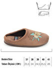 Gezer Kadın Kışlık PU Rahat Taban Nakışlı Tasarım Ev Bahçe Terlik