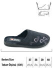 Gezer Kadın Kışlık PU Rahat Taban Nakışlı Tasarım Ev Bahçe Terlik