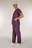 Mürdüm Erkek Medikal Doktor Hemşire Forma Scrubs Yaka Takım