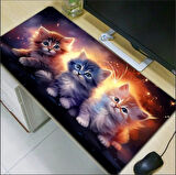 70X30 CM 3D 3 KEDİ TEMALI KAYDIRMAZ TABAN SPEED YÜZEY OYUNCU MOUSE PAD GAMİNG