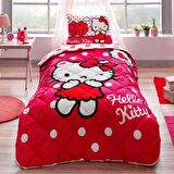 TAÇ HELLO KİTTY YORGAN SETİ YASTIK HEDİYELİ
