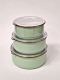 Gizem Emaye 3Lü Saklama Kabı Yeşil