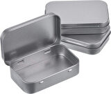 Gymo Boş Metal Aksesuar Teneke Kutu Gri 9.5x6x2 cm 2'li Set