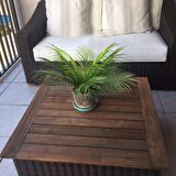 Yapay Çiçek Palmiye Metal Mat Siyah Saksılı Areka Yapay Bitki Salon Çiçeği 9 Yaprak