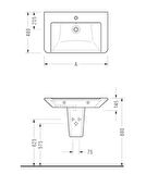 Serel Diagonal 48x65 cm Yarım Ayaklı Lavabo DG01+DG21 