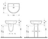 Serel Etna 46x56 cm Tam Ayaklı  Lavabo EN01+F005 