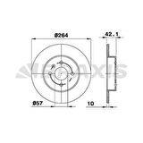 Opel Arka Fren Diski Astra H Meriva 1,6 16v,1,7dti,1,8i 16v (05 / 03 ) Combo Tour 1,3 Cdti 16v,1,4 (10 / - Braxıs Ae0186