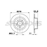 Ford Arka Fren Disk Aynası Connect 1,8tdci 02>13 Abslı - Braxıs Ae0271