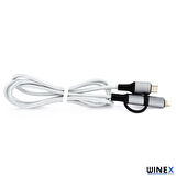 Global 2in1 3A 60W Type-C to Type-C ve Lightning Örgülü Data Hızlı Şarj Kablo 1M WNE0143