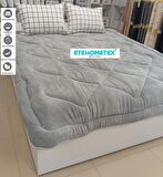 ETE HOMETEX ÇİFT KİŞİLİK WELSOFT YORGAN 195X215CM KARELİ GRİ BEYAZ 8696474231669