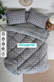 ETE HOMETEX ÇİFT KİŞİLİK WELSOFT YORGAN 195X215CM KARELİ ANTRASİT 8696474231732