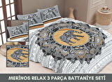 MERİNOS RELAX BATTANİYE YATAK ÖRTÜSÜ SETİ 3 PRÇ OZZY GRİ ÇİFT KİŞİLİK 8696474231803
