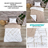 ETE HOMETEX TEK KİŞİLİK LÜX WELSOFT YORGAN SETİ YANSIMA BEJ 155X215CM 8696474231851
