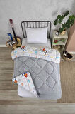 ETE HOMETEX TEK KİŞİLİK LÜX WELSOFT YORGAN SETİ ASTRONOT GRİ 155X215CM 8696474231857