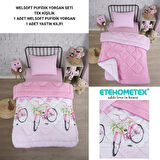 ETE HOMETEX TEK KİŞİLİK LÜX WELSOFT YORGAN SETİ BİSİKLET PEMBE 155X215CM 8696474231865