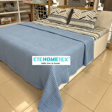 ETEHOMETEX ÇİFT KİŞİLİK HAVUZLU PİKE TAKIMI MAVİ 8696474231882
