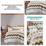 ETEHOMETEX ÇİFT KİŞİLİK BASKILI PAMUK PİKE TAKIMI COZA  8696474231922